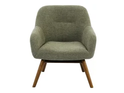 MALMO-Sillón de madera patinada nogal y tejido Trendy Sauge