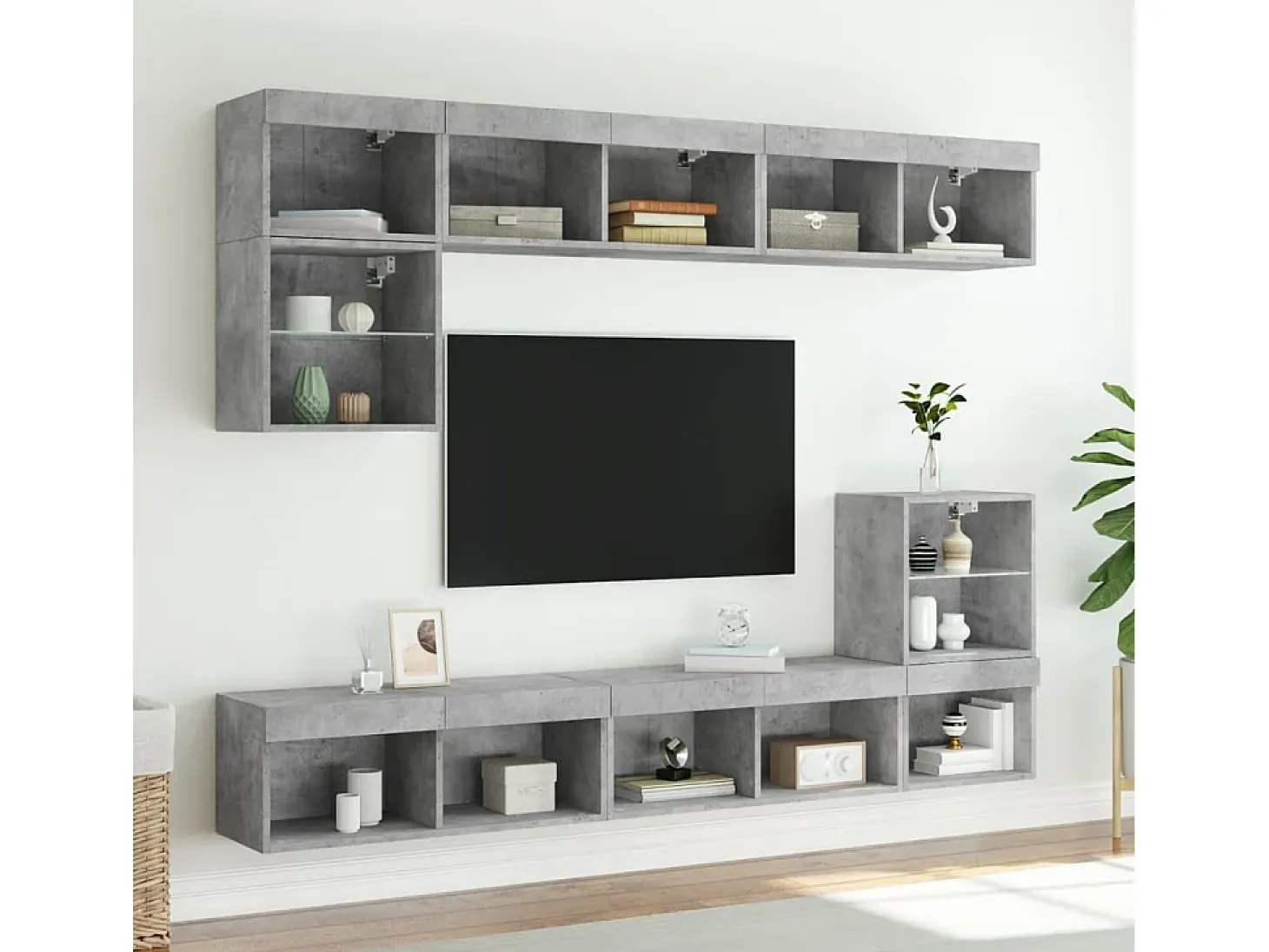 Mano Mueble para TV con luces LED gris hormigón 80x30x30 cm