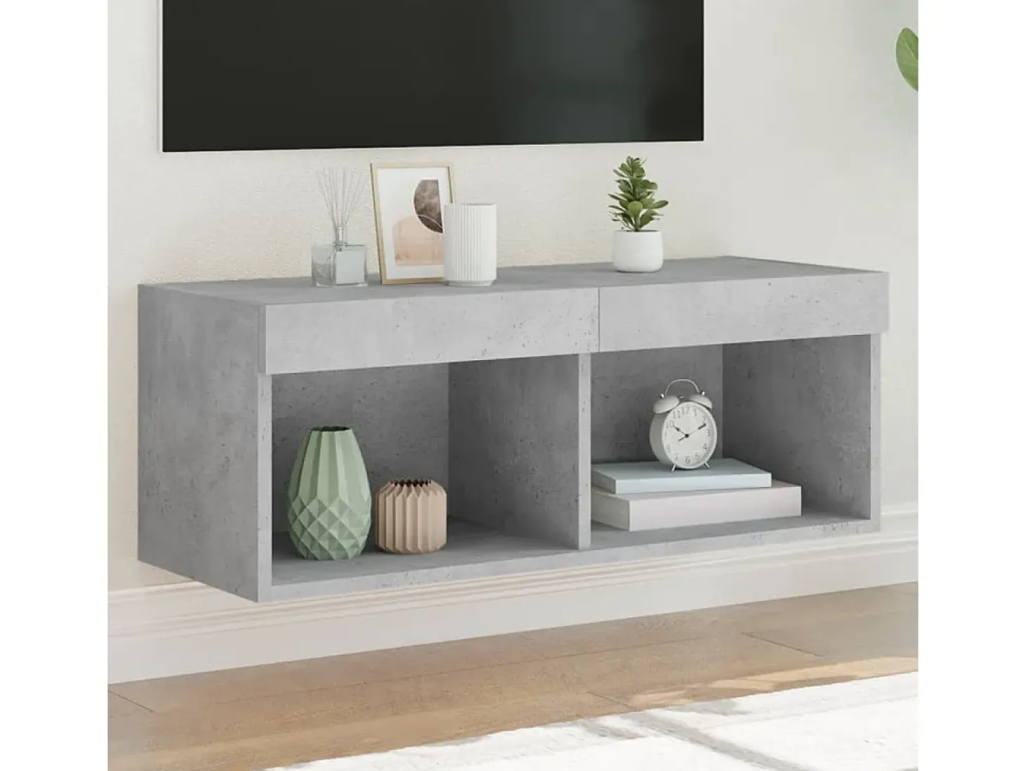 Mano Mueble para TV con luces LED gris hormigón 80x30x30 cm