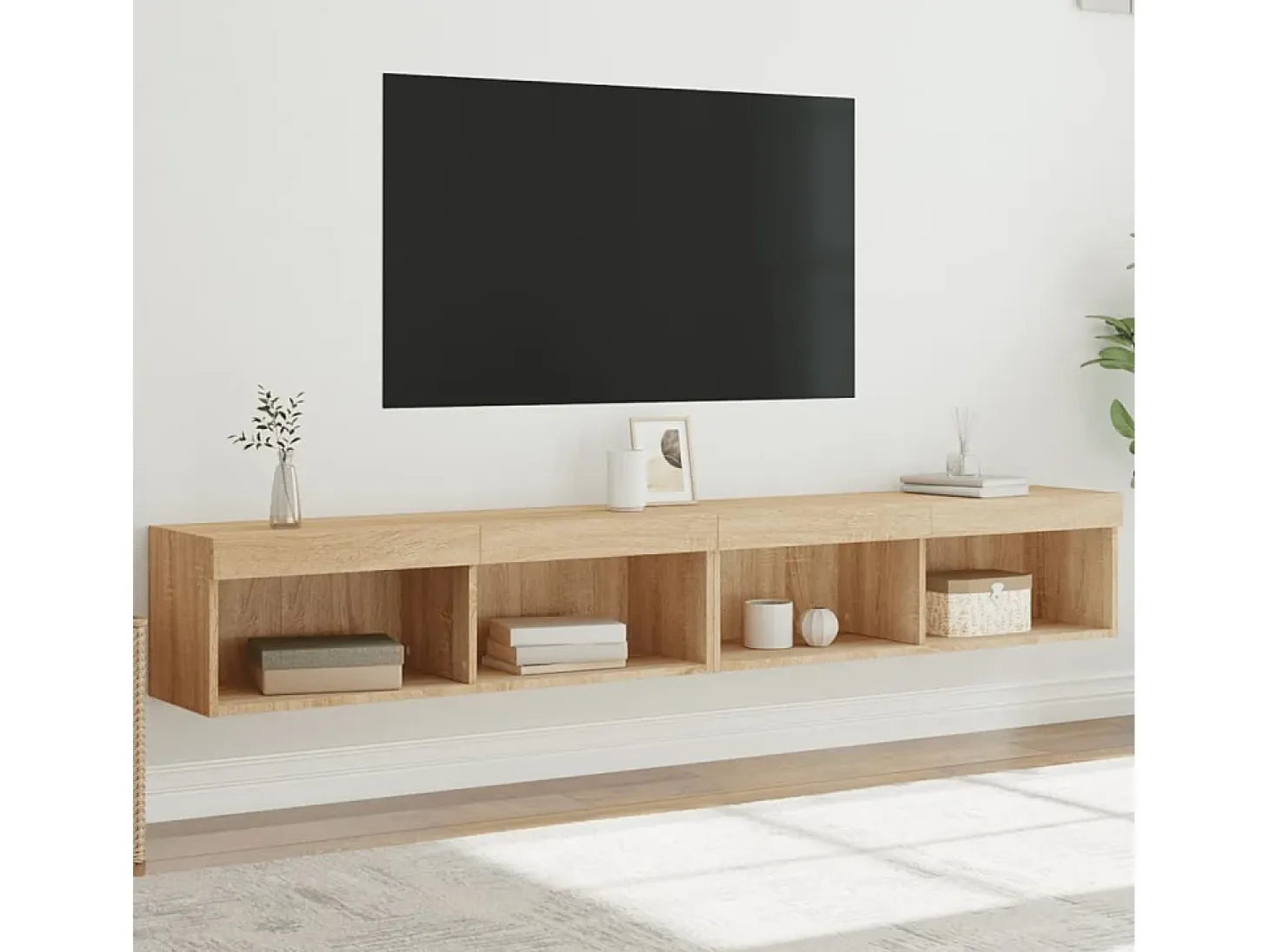 Mano Muebles de TV con luces LED 2 uds roble Sonoma 100x30x30 cm