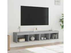Mano Muebles de TV con luces LED 2 uds gris hormigón 80x30x30 cm