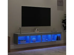 Mano Muebles de TV con luces LED 2 uds gris hormigón 80x30x30 cm