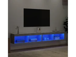 Mano Muebles de TV con luces LED 2 uds gris hormigón 100x30x30 cm
