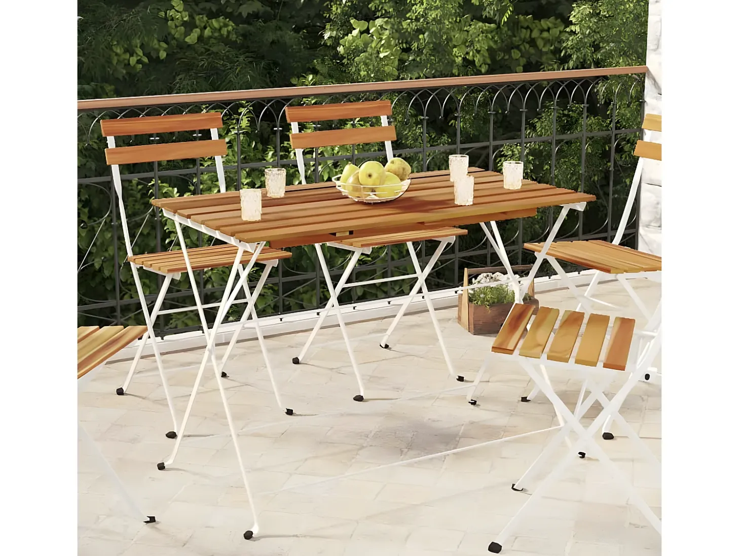 Marc-Joseph-Paul Mesa de cafetería plegable madera acacia y acero 100x54x71 cm