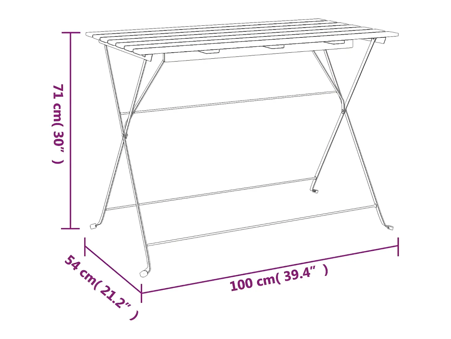 Marc-Joseph-Paul Mesa de cafetería plegable madera acacia y acero 100x54x71 cm