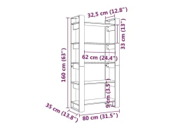 Marie-Pauline Librero/Biblioteca 80x35x160 cm Madera Maciza