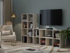 MARION - Estantería modular con 8 cubos - Librería con 8 compartimentos - 147x30x75 cm - Muebles de almacenaje