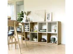 MARION - Estantería modular con 8 cubos - Librería con 8 compartimentos - 147x30x75 cm - Muebles de almacenaje