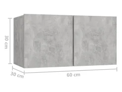 Masimo Muebles de salón colgantes 3 unidades gris hormigón 60x30x30 cm
