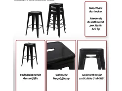 MCW-A73 Taburete de bar de metal (set de 4), rojo