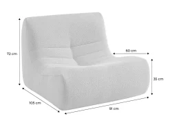 Módulo para sofá modular en borreguito texturizado, 1 plaza gris