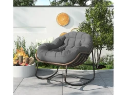 Mecedora - Mecedora extragrande - con asiento tapizado, gris