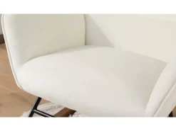 Mecedora Bebé Lactancia Mecedora en Tela Bouclette Mecedora Estilo Escandinavo en Madera de Caucho, Beige