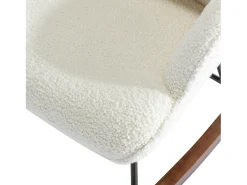 Mecedora Bebé Lactancia Mecedora en Tela Bouclette Mecedora Estilo Escandinavo en Madera de Caucho, Beige