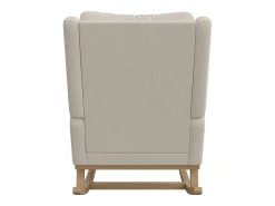 Mecedora con base y respaldo de madera, Sillón relax para salón, Lino, Beige