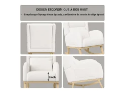 Mecedora con bolsillos laterales y soporte lumbar - Polar Teddy - Blanco