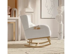 Mecedora con bolsillos laterales y soporte lumbar - Polar Teddy - Blanco