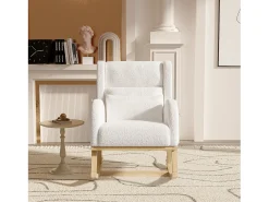 Mecedora con bolsillos laterales y soporte lumbar - Polar Teddy - Blanco