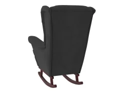 Mecedora con patas de madera maciza de caucho en terciopelo negro