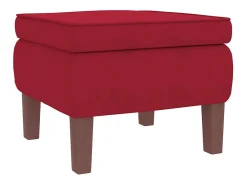 Mecedora con patas de madera y taburete Burdeos