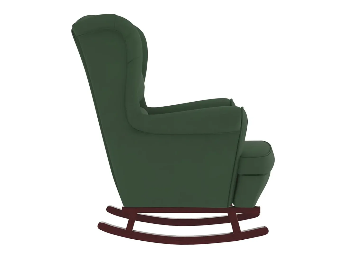 Mecedora con patas de madera de caucho Terciopelo verde oscuro