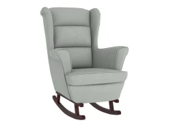 Mecedora con patas de madera y taburete Gris claro