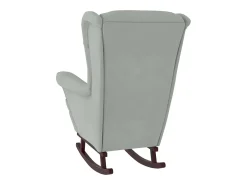 Mecedora con patas de madera y taburete Gris claro