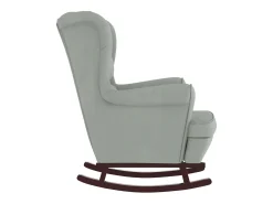 Mecedora con patas de madera y taburete Gris claro