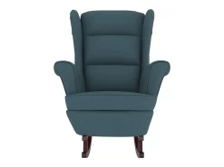 Mecedora con patas de madera y taburete Terciopelo Azul