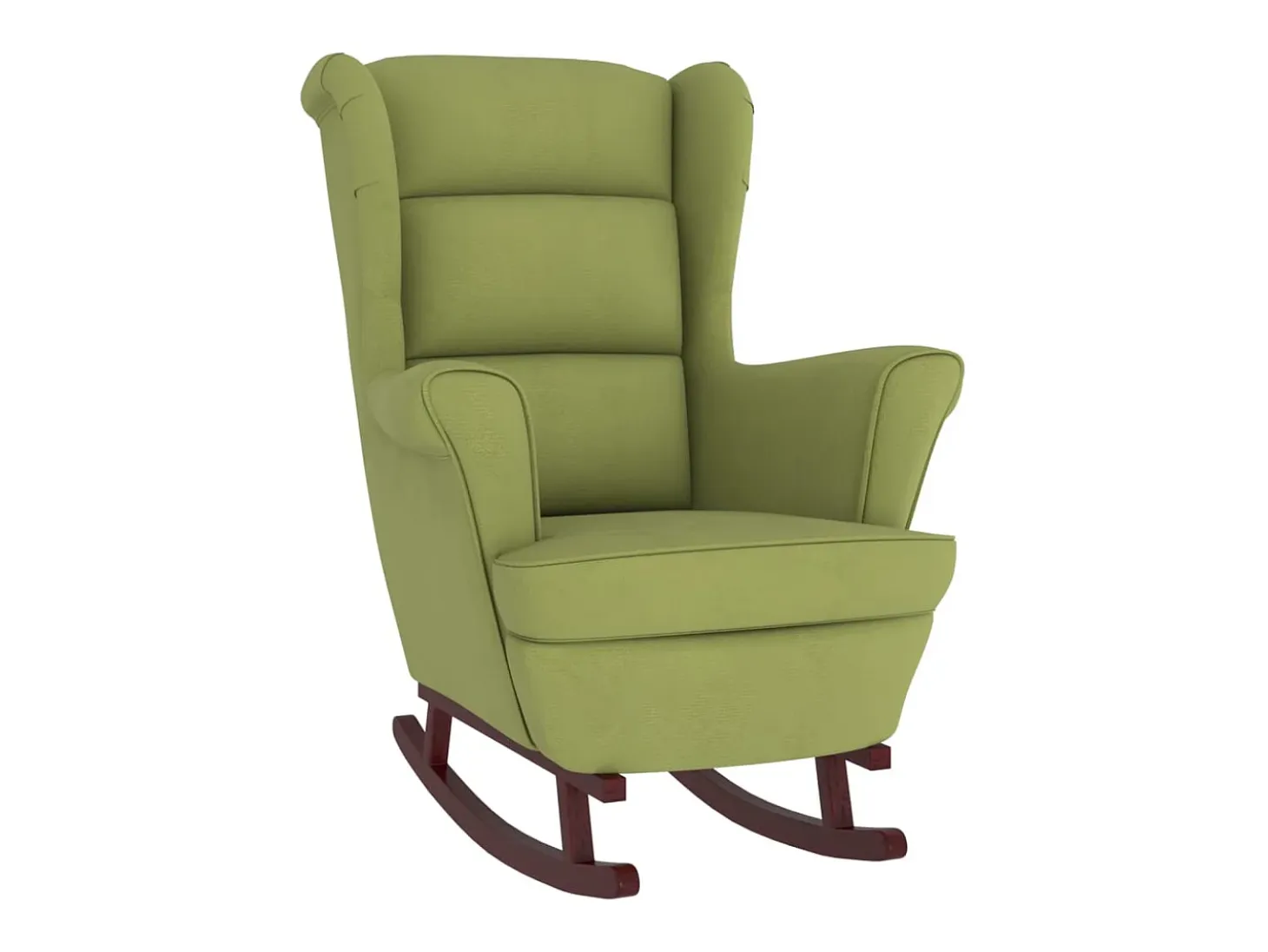 Mecedora con patas de madera de caucho Terciopelo verde claro