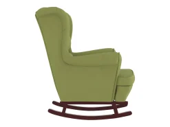 Mecedora con patas de madera de caucho Terciopelo verde claro