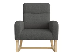 Mecedora con reposabrazos, respaldo reclinable y patas de madera maciza - Gris oscuro