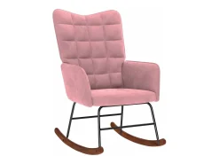 Mecedora con reposapiés de terciopelo rosa