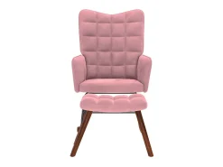 Mecedora con reposapiés de terciopelo rosa