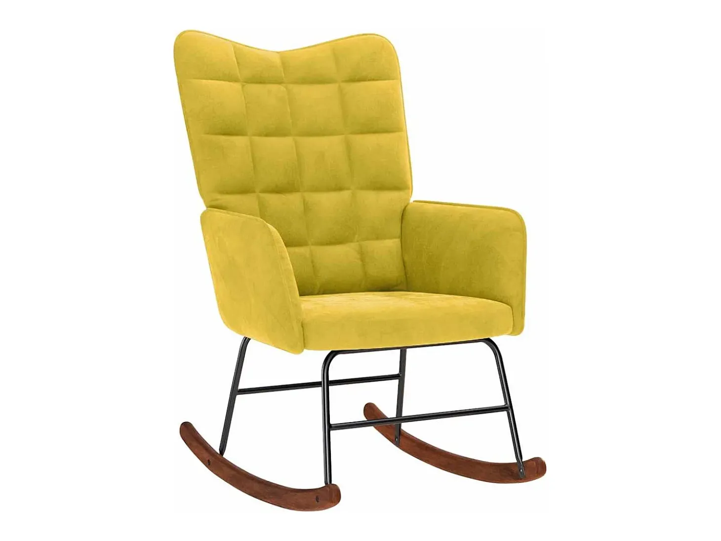 Mecedora con reposapiés de terciopelo amarillo