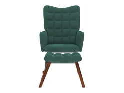 Mecedora con reposapiés de terciopelo verde oscuro