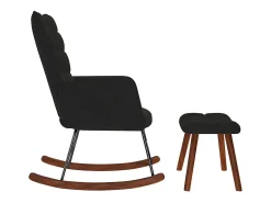 Mecedora con reposapiés de terciopelo negro