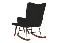Mecedora con reposapiés de terciopelo negro