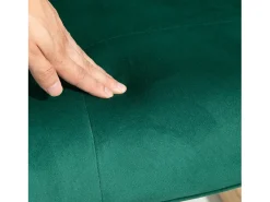 Mecedora con reposapiés, tela de terciopelo, patas de madera, verde (66x96x101 cm)