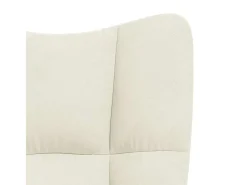 Mecedora con reposapiés Terciopelo blanco crema