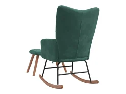 Mecedora con reposapiés Terciopelo verde oscuro