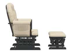 Mecedora con reposapiés Tejido blanco crema