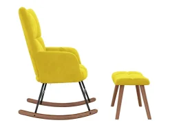 Mecedora con reposapiés Terciopelo amarillo mostaza