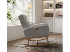 Mecedora con respaldo - bolsillos laterales - forro polar suave - gris