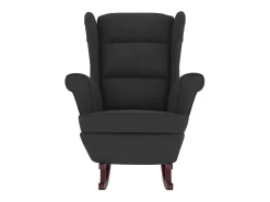Mecedora con respaldo alto de terciopelo negro y madera maciza
