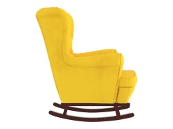Mecedora con respaldo alto de terciopelo amarillo madera maciza