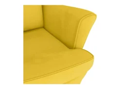 Mecedora con respaldo alto de terciopelo amarillo madera maciza