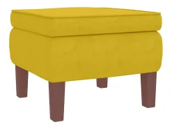 Mecedora con respaldo alto de terciopelo amarillo madera maciza