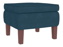 Mecedora con respaldo alto de terciopelo azul y madera maciza