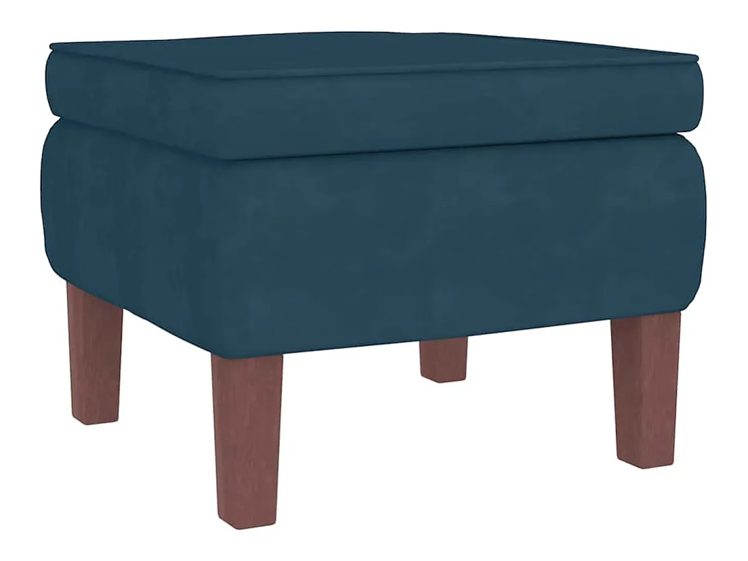 Mecedora con respaldo alto de terciopelo azul y madera maciza